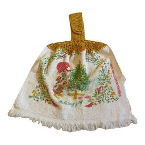 Crochet Top Cannon Christmas American Greetings VTG Crocheted Kitchen Dish Towel